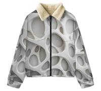 HZCRAES Manteau Polaire A Géométrique Abstrait 3D Femme Hiver Avec Imprimée Minimaliste Moderne Manteaux Femmes Hiver Doublé Polaire Chaud Veste Blouson Grande Taille Manteaux Outercoat, Blanc