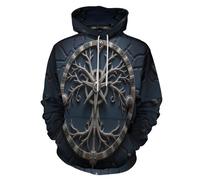 HZCRAES Sweat À Capuche Unisexe Imprimé 3D Boussole Nordique Branche d'arbre Pull Imprimé Couple Personnalisé Sweat-Shirts Nouveauté Noir Géométrie Viking À Capuche Vêtements De Sport avec Poches