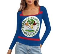 HZCRAES T-Shirt À Manches Longues Belize Drapeau pour Femme
