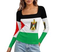 HZCRAES T-Shirt À Manches Longues Drapeau Israël pour Femme