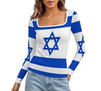 HZCRAES T-Shirt À Manches Longues Drapeau Israël pour Femme