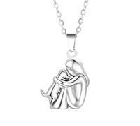 HZCVSG Accessoire Collier Argent Sterling pour Femmes Hommes, chaîne de Chiens câlins, Maman Enfant en Peluche, étreinte des Ailes Ange