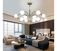 HZCVSG Chandelier avec Six lumières Mid-Century en métal doré Mat Verre Blanc, idéal pour la Salle à Manger la Cuisine