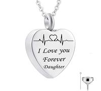 HZCVSG Colliers d'urne argenté avec Un Collier gravé à l'électrocardiogramme en Argent pour Femmes Hommes