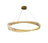 HZCVSG Creative Ring pour Salle à Manger du Salon, Italien Golden Deux Cercles Pendant la Lampe, Nordic Luxury Light Crystal Chandelier