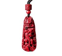 HZCVSG Feng Shui Chanceux Natural Cinnabar Dragon Piyao Pendant Collier Lucky Charms Talisman Protection Bijoux Gift Men/Femmes Attire de la Bonne Chance Monnaie