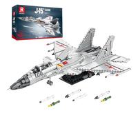HZCVSG J-14 Building Toy Set, Militaire Volant Shark Fighter Jet Plane Aircraft Modèle Adultes, Airplane Hobby Fan Collection de décoration pour Hommes Kids Boy (1999 PCS)