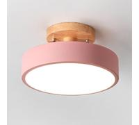 HZCVSG Mont Moderne en Bois Nordique Semi Flush Light Plafond avec Ombre à Tambour dimmable 13W Iron Chandelier pour Le Couloir Escalier Balconie 9 Pouces près de l'éclairage du Plafond