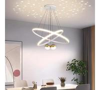 HZCVSG Pendant Lamp with Remote Control Dimmable Chandelier for Dining Room, Office and Kitchens - Noir 40+60cm