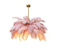 HZCVSG Pendentif décoratif Luxe pour Chambre à Coucher Cuisine Restaurant Vivant diamètre Rose, l'art créatif avec Nuance de Cheveux d'autruche, Grand Moderne