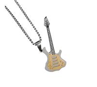 HZCVSG Produits Filles 925 and Roll Argent Sterling pour Femmes Hommes, Guitare Collier Musicien Hip Hop Rock Musical Instruments, à Pointes, Cou Punk, Tour de Spike