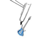 HZCVSG Produits Filles 925 and Roll Argent Sterling pour Femmes Hommes, Guitare Collier Musicien Hip Hop Rock Musical Instruments, à Pointes, Cou Punk, Tour de Spike