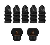 HzdaDeve A1/A1 Mini buse en acier trempé 0.2mm 0.4mm 0.6mm 0.8mm buse d'usure à haut débit avec couvercle en silicone supplémentaire extrudeuse de tête d'imprimante chaude pour imprimante 3D
