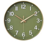 HZDHCLH Horloge murale silencieuse de 25 cm sans tic-tac avec chiffres arabes pour bureau, salle de classe, maison, salon, chambre à coucher (matcha doré, 25 cm)