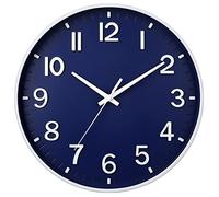 HZDHCLH Horloge Murale silencieuse de 30,5 cm sans tic-tac pour Salon, Chambre à Coucher, Cuisine, Bureau (Bleu Marine)
