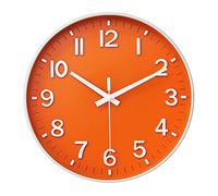 HZDHCLH Horloge Murale silencieuse de 30,5 cm sans tic-tac pour Salon, Chambre à Coucher, Cuisine, Bureau (Orange)