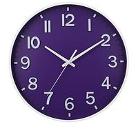 HZDHCLH Horloge Murale silencieuse de 30,5 cm sans tic-tac pour Salon, Chambre à Coucher, Cuisine, Bureau (Violet foncé)