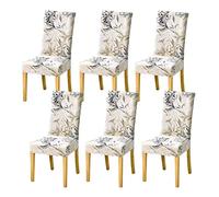 HZDHCLH Lot de 4 housses de chaise élastiques Déhoussables, lavables, protection de chaise pour salle à manger pour hôtel, restaurant, cuisine, mariage（Ombre de fleurs parfumées/6 pièces）