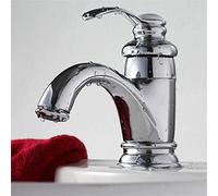 HZDXWXOJ Robinet de lavabo de Salle de Bain en Bronze Antique, Type théière, mitigeur d'eau Chaude et Froide, Or/Noir/Argent/brossé, Robinet de Cuisine, lavabo, poignée Unique, doré(Silver)