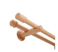 HZEPDVT Kit De Petite Tringle À Rideau en Bois, Tringle À Rideau Robuste en Bois Massif, Finition Grain De Bois avec Embouts, Facile À Installer, 200 Cm (78,7 Pouces)(180cm(70.8in),Double Pole)
