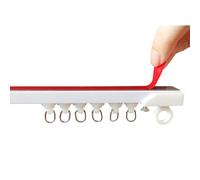 HZEPDVT Rail De Rideau De Porte avec Roue Suspendue, Rail Coulissant Silencieux, sans Poinçon, Monté sur Le Dessus, Adhésif Latéral, Piste Auto-adhésive Blanche(120cm(47.2in))