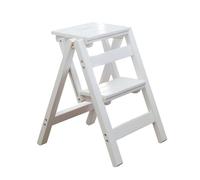 HZEPDVT Tabouret échelle Multifonction Tout en Bois Massif, Pliable, sans Installation, Facile à Ranger, Portable, for la Maison, Blanc(Second Floor)