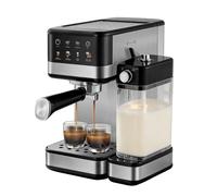 hzexun Machine à Café Expresso 1350W Power Espresso Latte, 20 Bars, Écran Tactile, Réservoir d'Eau 1,2L, 1L de Lait, Acier Foncé, Double Bras, Démontable