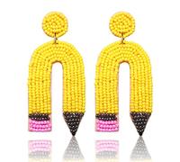 HZEYN Boucles d'oreilles pendantes colorées en forme de crayon avec perles pour enseignant, étudiant, rentrée scolaire, Perles, Vous ne savez pas