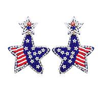 HZEYN Boucles d'oreilles pendantes en forme de drapeau américain avec perles pour femme et fille, Perles, Vous ne savez pas