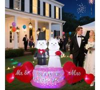 HZGEDJTG Ours de mariage de 3 m avec lumières LED intégrées et lumières rotatives colorées, décoration extérieure gonflable pour célébrations de mariage et demande en mariage, convient pour les