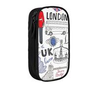 HZHUAOEG I Love London Trousse à crayons pour étudiants, filles, garçons, grande capacité avec grands compartiments pour l'école, le bureau, la papeterie, noir, Noir , Taille unique, Cartable