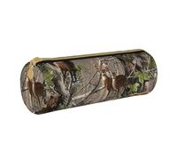 HZHUAOEG One Basket Lemons Trousse à crayons ronde en cuir pour étudiants, filles, garçons, organiseur de bureau, trousse à crayons simple et durable, Chasse cerf ours élan, Taille unique, Cartable