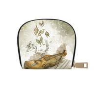 Hzhuaoeg Porte-cartes de crédit en cuir avec fermeture éclair et motif papillon et violoncelle pour homme et femme, blanc, Taille unique