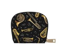 Hzhuaoeg Porte-cartes de crédit en cuir pour instruments de musique - Petite poche zippée pour pièces de monnaie et cartes de visite - Portefeuille pour homme et femme, blanc, Taille unique