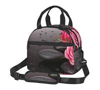 Hzhuaoeg Sac à déjeuner isotherme réutilisable avec imprimé de pierres et de roses pour homme et femme pour l'école ou le pique-nique en plein air pour usage quotidien