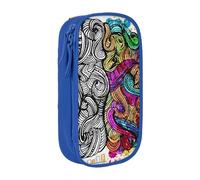 HZHUAOEG Trousse à crayons avantageuse du cerveau gauche et droit pour étudiants, filles, garçons, grande capacité avec grands compartiments pour l'école, le bureau, la papeterie, noir, bleu, Taille
