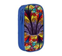 HZHUAOEG Trousse à crayons en verre teinté à motif floral pour étudiants, filles, garçons, grande capacité avec grands compartiments pour l'école, le bureau, la papeterie, noir, bleu, Taille unique,