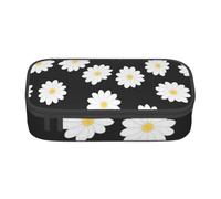 HZHUAOEG Trousse à crayons noire et blanche à pois pour étudiants, filles, garçons, grande capacité, organiseur de bureau, trousse à crayons multifonctionnelle, Marguerite blanche., Taille unique,