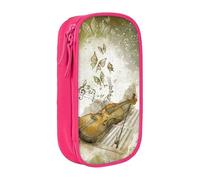 HZHUAOEG Trousse à crayons papillon et violoncelle pour étudiants, filles, garçons, grande capacité avec grands compartiments pour l'école, le bureau, la papeterie, noir, rose, Taille unique, Cartable