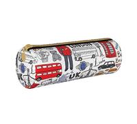 HZHUAOEG Trousse à crayons ronde en cuir pour étudiants filles garçons en pain d'épices trousse à crayons organisateur de bureau simple et durable, I Love London, Taille unique, Cartable