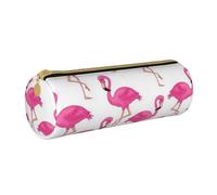 HZHUAOEG Trousse à crayons ronde en cuir pour étudiants, filles, garçons, organiseur de bureau, simple et durable, Flamant rose, Taille unique, Cartable
