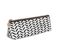 HZHUAOEG Trousse à crayons triangulaire en cuir motif girafe sous l'arbre en Afrique pour étudiants, filles, garçons, organiseur de bureau, simple et durable, Motif noir et blanc., Taille unique,