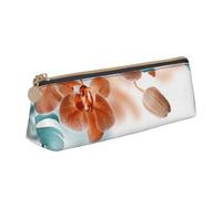 HZHUAOEG Trousse à crayons triangulaire en cuir pour étudiants, filles et garçons, motif coquelicots sur le ciel, trousse à crayons simple et durable, Fleur bleu sarcelle et orange, Taille unique,