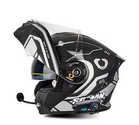 HZIH Casque Moto Modulable,Bluetooth Intégraux Casque Moto Flip Up pour Homme Et Femme Dot/ECE Homologué Double Visière Full Face Casque Crash Casque avec Une Réponse Automatique D,M=57-58cm