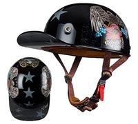 HZIH Casquette De Baseball Moto Casque Demi Vintage Casque Jet Demi Coque Mobylette Bols Casque Dot/ECE Homologué Pilote Casque De Scooter À Visage Ouvert pour Hommes Femmes G,L=59-60cm