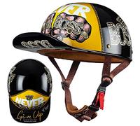 HZIH Casquette De Baseball Moto Casque Demi Vintage Casque Jet Demi Coque Mobylette Bols Casque Dot/ECE Homologué Pilote Casque De Scooter À Visage Ouvert pour Hommes Femmes B,M=57-58cm