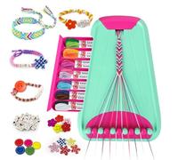 Hzitcigm Kit Bracelet Brésilien Fille 6-12 Ans, Cadeau Perles Alphabet | Coffret complet: métier à tisser, 14 fils et perles alphabet A-Z, cadeau fille anniversaire, Noël, Pâques, dès 6 ans