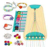 Hzitcigm Kit Bracelet Brésilien Fille 6-12 Ans, Cadeau Perles Alphabet | Coffret complet: métier à tisser, 14 fils et perles alphabet A-Z, cadeau fille anniversaire, Noël, Pâques, dès 6 ans