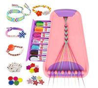 Hzitcigm Kit Bracelet Brésilien Fille 6-12 Ans, Cadeau Perles Alphabet | Coffret complet: métier à tisser, 14 fils et perles alphabet A-Z, cadeau fille anniversaire, Noël, Pâques, dès 6 ans