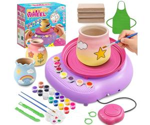 Hzitcigm Kit Poterie Enfant, Tour de Potier Argile Autodurcissante 6-12 Ans | Argile sans cuisson ni four, sans BPA. Coffret complet 12 peintures. Cadeau fille & garçon 6-12 ans : anniversaire, Noël